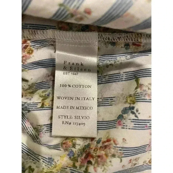 Frank & Eileen Silvio Untuckable Button-Up Shirt Floral Stripe Small S NEW Blue - Picture 3 of 5